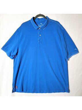 Tommy Bahama Polo Shirt Relax Mens Sz 1X  Short Sleeve Bright Blue Vacation Wear